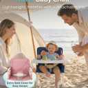 Portable Baby Chair, Baby Beach Chair with 2-Pack Interchangeable Seat Covers, Portable Booster Seat with Tray & Travel Bag, Compact Foldable, Easy-Swap Colors, Perfect for Travel
