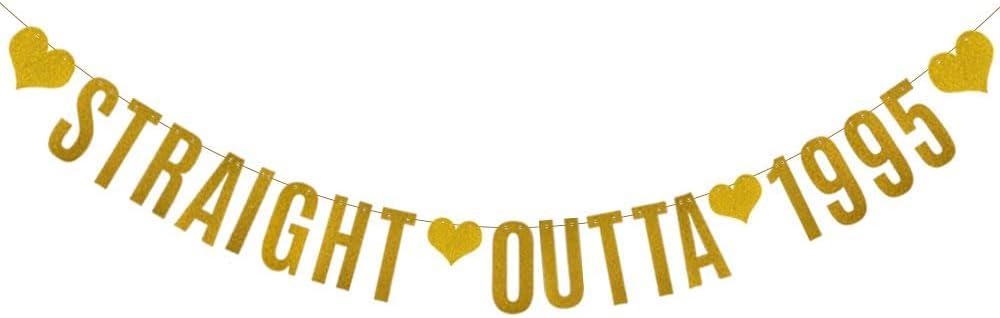 2 x STRAIGHT OUTTA 1995 Banner,Pre-Strung,Gold Paper Glitter Party Decorations for 31st Birthday Party Supplies Letters Gold ZHAOFEIHN
