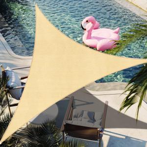 18' x 18' x 18' Sand Beige Triangle Sun Shade Sail SSPT12 Canopy Durable Fabric UV Block Awning, Brown