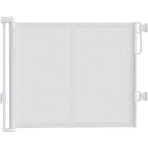 Upgraded 59'' Wide Retractable Baby Gates for Stairs with Reinforced Strip, Mesh Saftey Gate for Pets, Prevent Crawling Dog Gate fot Doorways, No Drilling, Indoor & Outdoor Use, 34'' Tall, White