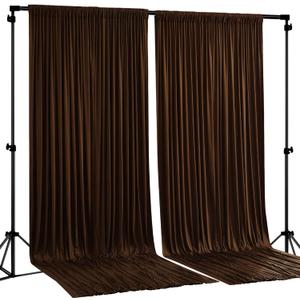 Dark Brown Backdrop Curtains-Wrinkle-Free Polyester Photography Drapes Party Curtain Background for Baby Shower Wedding Decorations- 8 X10FT (W4' x H10'(2 panels))