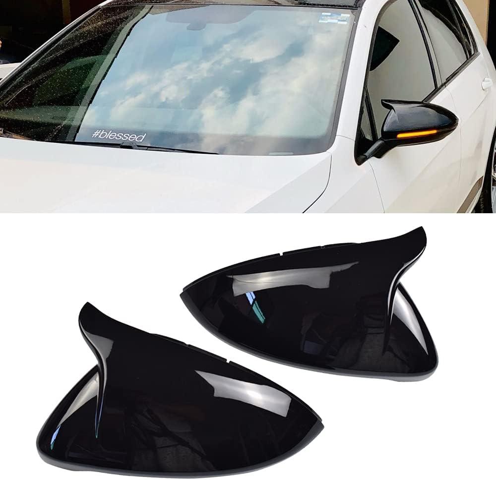 1 Pair Rearview Mirror Cover Left Right Side Mirror Covers Caps for VW Golf MK7 7.5 GTI 7 Golf 7 R (Black-2)