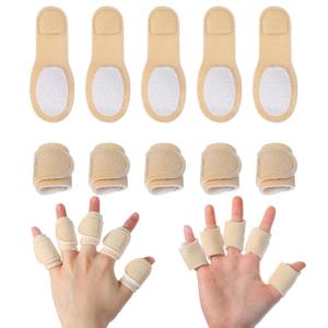 10 Pcs Finger Splints, Reusable Castor oil Finger Wrap for Thumb & Joint Pain Relief, Soft Cotton with Self-Adhesive, Adjustable & Breathable