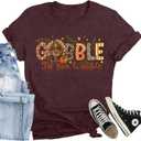 Thanksgiving Shirt for Women Funny Turkey T-Shirt Cute Colorful Turkey Tee Tops Casual Fall Shirts (Red, M)