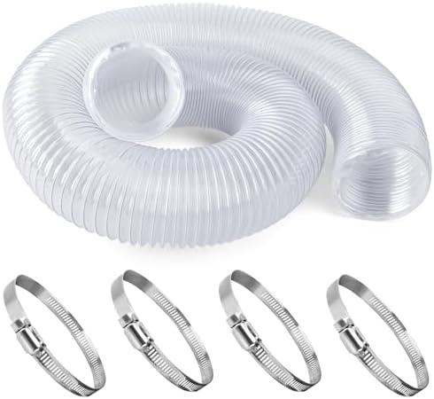 UCandy 2.5" x 10ft Heavy PVC Dust Collection Hose, Flexible Clear Debris and Fume Collection Hose with Stainless Steel Hose Clamps for Dust Collectors with 2 1/2" Ports great for Shop Vacuums