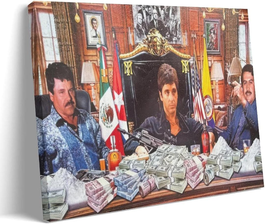 XKJSIYLZT Scarface Posters Al Pacino El Chapo and Pablo Escobar Narcos Mobsters man cave painting Wall art Poster Living Room Decoration Modern Gift 12x18inch Unframed (HOP-4)