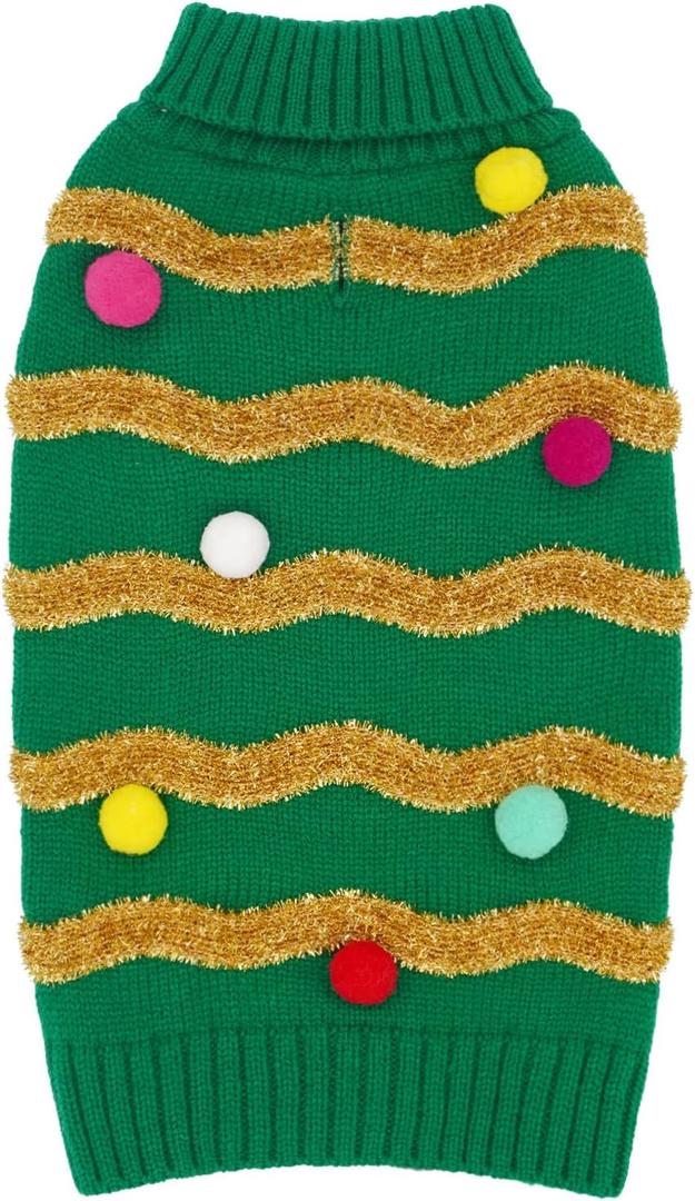 cyeollo Dog Sweater Dog Christmas Sweaters Turtleneck Glitter Holiday Doggie Clothes for Cold Weather Winter Pet Outfits for Dogs Medium