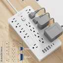 JouleLoom Surge Protector Power Strip-14 Outlets and 6 USB Ports, 6 Feet Flat Plug Extension Cord, 1850 Joules, White, ETL Listed for Home, Office, Dorm Room