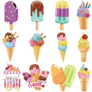 Pasimy 60 Pcs Ice Cream Decorations Ice Cream Bulletin Board Sweet Paper Cutouts for Xmas DIY Craft Classroom Birthday Door Window Wall Party Supplies