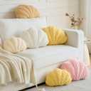 Shell Pillow, Seashell Throw Pillow Room Decor for Couch Bed, Shell Pillows Soft Plush Pillow, Sea Shell Decorative Beach Cushion Pillows (Goose Yellow, 18 X 13 Inches)