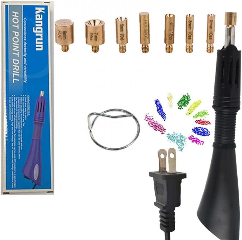 Hotfix Rhinestone Setter Applicator Hot Fix Wand Kit Tool Set with 7 Different SIzes Tips, Hot Fixed Wand Kit for Crafts Shoes Clothes Fabric Clothing ((black))