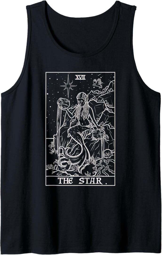 The Star Tarot Card Halloween Horror Mermaid Gothic Witch Tank Top, Size S