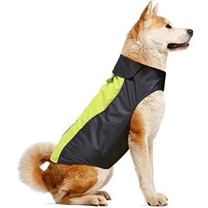 Vizpet Dog Raincoat Waterproof Coats,Dog Jacket High Visibility Warm Vest Dog Clothes for Large Dogs(Green-L)