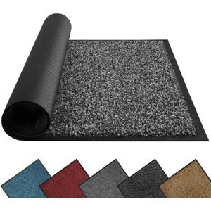 Mibao Front Door Mat, Dirt Trapper Welcome Mat for Outdoor Indoor, Non-Slip Waterproof Doormat, Durable Machine Washable Low Profile Entry Rug for Back Door Outside Patio Porch, 29.5" x 17", Grey
