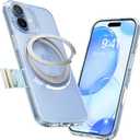 TORRAS 360 Magnetic Stand for iPhone 17 Case, [Rotatable Sturdy Kickstand][Fit for MagSafe][4X Mil-Grade Shockproof] Slim Transparent Phone Cover, Camera Button, Crystal Clear, Ostand O3 Fitness