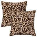 Leopard Print Throw Pillow Covers Home Decor 18x18 Inch Cute Cheetah Print Decorative Pillowcase Cushion Cover for Bed Sofa Couch, 2 Sets