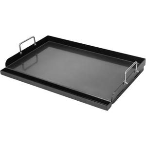 Universal 25" x 16" Nonstick Coating Grill Griddle for Gas Grill, Cast Iron Griddle for Charcoal, Gas Grills, Camping, Flat Top Plate Insert with Grease Groove and Removable Handles