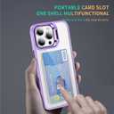 Wallet Clear Case for iPhone 16 Pro 6.3 inch with Card Holder Built-in Camera Ring Stand Military-Grade Protection Kickstand Cover Light Purple