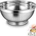 Maxdot 1 Pack 12 Quart Heavy Duty Stainless Steel Colander with Footed Base and Handles Pasta Spaghetti Berry Fruit Vegetable Kitchen Food Strainer Basket