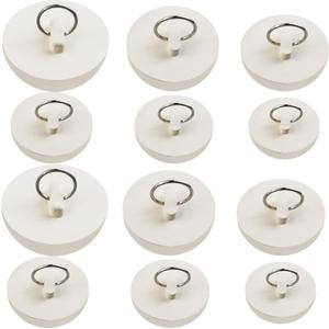NSBELL 12PCS Rubber Sink Stopper, Drain Stopper Bath Tub Stopper with Pull Ring, Kitchen Drain Plug Sink Plug, Bathroom Bath Plugs, 6 Sizes