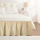 RIMELA Oatmeal Bed Skirting Queen Size Bed Skirt 15 Inch Drop, Wrap Around Elastic Adjustable Bedskirt, Dust Ruffle for Bed Frame & Box Spring Soft Durable Fabric Machine Washable Easy to Install