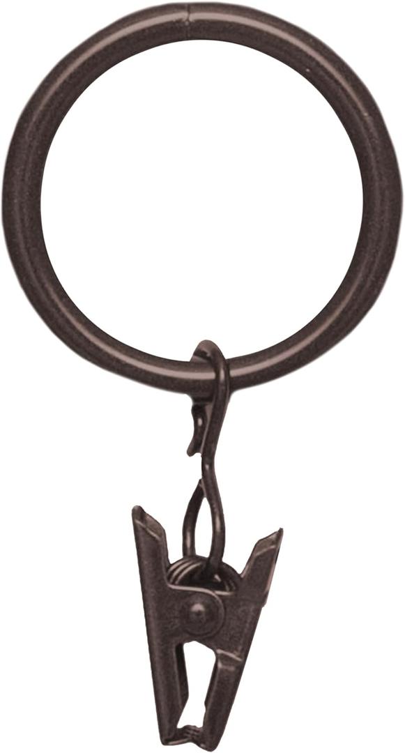 Kenney 5/8 In. To 3/4 In. Clip Curtain Ring, Brown (14-Pack) - 1 Each