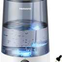 Homvana Humidifiers for Bedroom Home, 3.6 L Cool Mist Top-Fill 34H Super Long Time, Quiet 16dB, Baby Humidifier, Oil Diffuser for Large Room, Plants, Nursery, Office BPA FREE, 7 Color Light Ultrasonic (Grey)