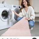 ILANGO Pink Bathroom Rugs 32" 20" Non Slip & Super Absorbent Extra Thick Soft, Washable Bath Mat for Floor, Microfiber Plush Shaggy Bath Rug with Rubber for Bathtub Shower Room Sink