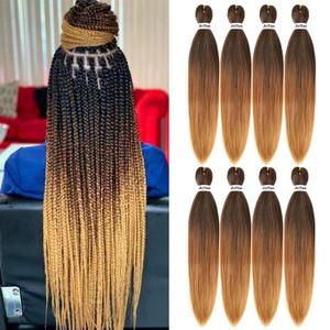 Liang Dian Pre Stretched Braiding Hair Ombre 30 Inch 8 Packs Synthetic Crochet Braids Hot Water Setting Professional Soft Yaki Texture Synthetic Hair Extensions(1B/30/27) (1B/30/27(Omber Brown to Golden Blonde))
