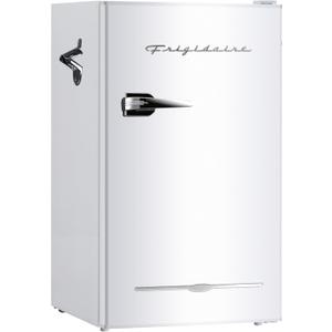 Frigidaire Retro Compact Fridge with Chiller, 3.2 cu ft Countertop Fridge with Built-In Bottle Opener, Compact Refrigerator for Office, Bedroom, Dorm Room or Cabin - 18.7"D x 19.01"W x 33.27"H (White)