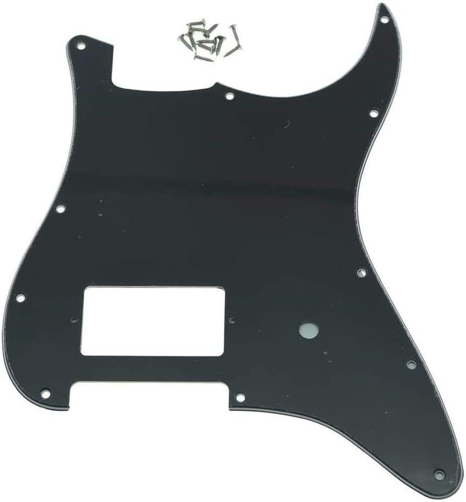 KAISH 11 Hole ST/Strat Style One Humbucker Guitar Pickguard Scratch Plate for Delonge Stratocaster/Strat Black 3 Ply
