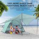 Elegear CumbreX™ Beach Tent with 360° Removable Canopy, 4-6 Person Pop Up Sun Shade Shelter, UPF 50+ Automated Installation Double Silver Coating Portable Lightweight Beach Cabana for Outdoor - Green