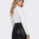Button Down Shirts for Women - Slim Fit Long Sleeve Shirts for Women, Solid Stretch Dress Shirts Work Shirt Office Blouses (White, XL)