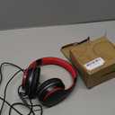 LORELEI X6 Over-Ear Headphones with Microphone, Lightweight Foldable & Portable Stereo Bass Headphones with 1.45M No-Tangle,Wired Headphones for Smartphone Tablet MP3 / 4 (Black-Red)