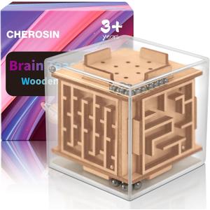 Fidget Puzzle Cube for Kids and Adults - 6-Sided Wooden Puzzle Game Fidget Toy for Anxiety Relief - Handheld Maze Cube for Travel - 3D Brain Teaser Magic Cube Fidget for Christmas Stocking Stuffers