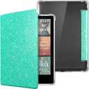 CoBak Case for 7" Ereader 2024 - New PU Leather Cover and Clear Soft Silicone Back Cover with Auto Sleep Wake Feature (Sage Glitter)