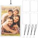 4Pcs Flip-Top Transparent Card Holder Car Hanging Photo Frame with Black Rope, Car Picture Holder Decor, Custom Rear View Mirror Hanging Picture Photo Ornament, 3"L x 2"W