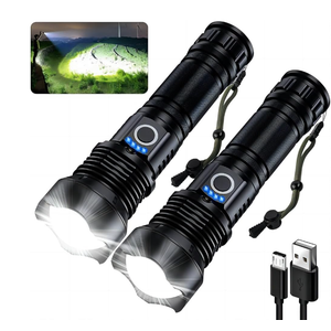 Rechargeable Flashlights 990000 High Lumens - 2 Pack, Super Bright 12 Hours Long Life LED Flashlight with 5 Modes, High Powered Flash Light for Home, Outdoor (Black)