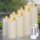 Flameless Waterproof 2.2" x4" 4" 5" 5" 6" 6" 7" 7" Pillar Candles with Remote Control and Timer, LED Battery Operated Plastic Ivory Pack of 8 Outdoor Flickering Warm Light