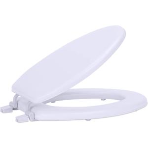 Soft Elongated Vinyl Toilet Seat, White - 19 Inch Soft Vinyl Cover with Comfort Foam Cushioning - Fits All Elongated Size Fixtures - Easy to Install Fantasia by Achim Home Decor