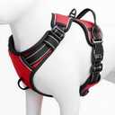 No Pull Dog Harness, No Chock Reflective Adjustable Soft Padded Pet Vest with Easy Control Handle, Easy Wearing with Stylish, Reinforced Knot, 2 Buckles Red XS