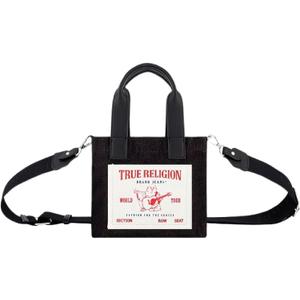 True Religion Tote Bag, Women's Mini Travel Shoulder Bag with Adjustable Strap (Black)