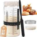 57oz Sourdough Starter Jar Kit, Extra Large Capacity Sourdough Jar, Wide Mouth Sourdough Bread Starter Kit for Perfect Sour Dough Bread, Aluminum Lid for 2 Storage Options, Glass Jar for Baker (Black)