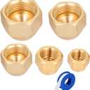 Brass Flare Cap Assortment Kits, SAE 45 Degree Flared Tube Fitting for 1/4" 5/16" 3/8" 1/2" 5/8" Tube OD 5 Sizes Set