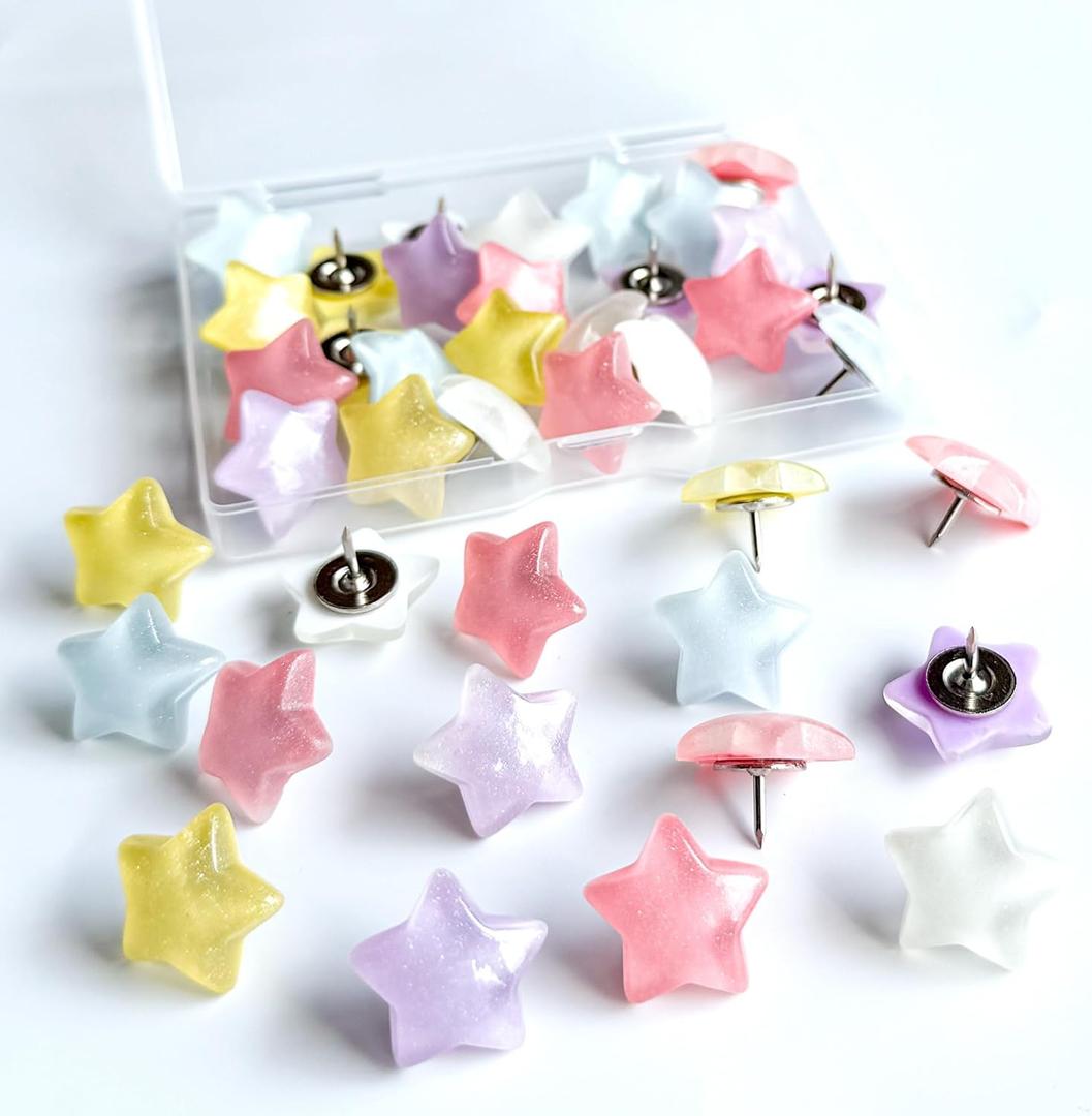Thumb Tacks, Decorative Push Pins and Tacks for Bulletin Board,25Pcs Star-Shaped Thumbtacks, Ideal Desk Accessories for Office Decor,Home and School (Luminous Star) Thumb Tacks, Decorative Push Pins and Tacks for Bulletin Board,25Pcs Star-Shaped Thumbtacks, Ideal Desk Accessories for Office Decor,Home and School (Luminous Star)