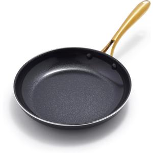 GreenPan Swift Cookware 10" Frying Pan Skillet, Healthy Ceramic Nonstick Coating, Heavy-Gauge Aluminum, Gold-Tone Stainless Steel Handle, PFAS-Free, Dishwasher & Oven Safe, Black