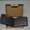 MEETION New Ergonomic Bluetooth Foldable Keyboard, Split Compact Portable Wireless Keyboard for Business Travel, Rechargeable Folding Keyboard for Tablet PC Smartphone iOS Android Windows Mac Black