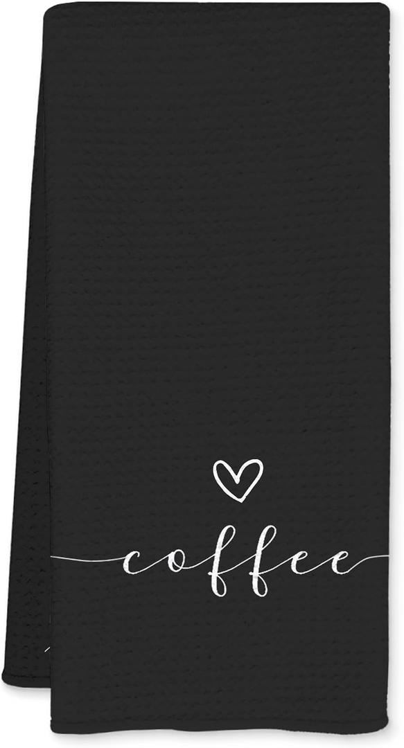 Black Coffee Decor Kitchen Towels - Gifts for Coffee Lovers, 1624 Inches