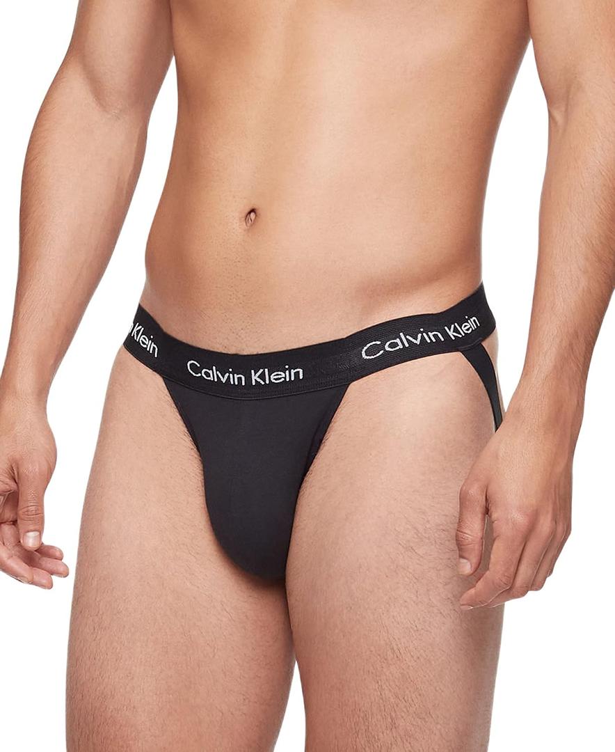 Calvin Klein Men's Cotton Stretch 3-Pack Jock Strap (X-Large, Black)