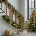 Soulchen 16 Pcs Neutral Velvet Ribbon Bows Christmas Ornaments Khaki Large Vintage Double Layer 11.8" x 29.5" Vintage Christmas Tree Decoration Staircase Bows for Xmas Wreath Winter Outdoor Indoor